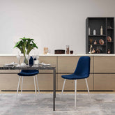 Velets Set of 4 Sera Upholstered Side Chair - Velvet - Blue - Chrome Leg